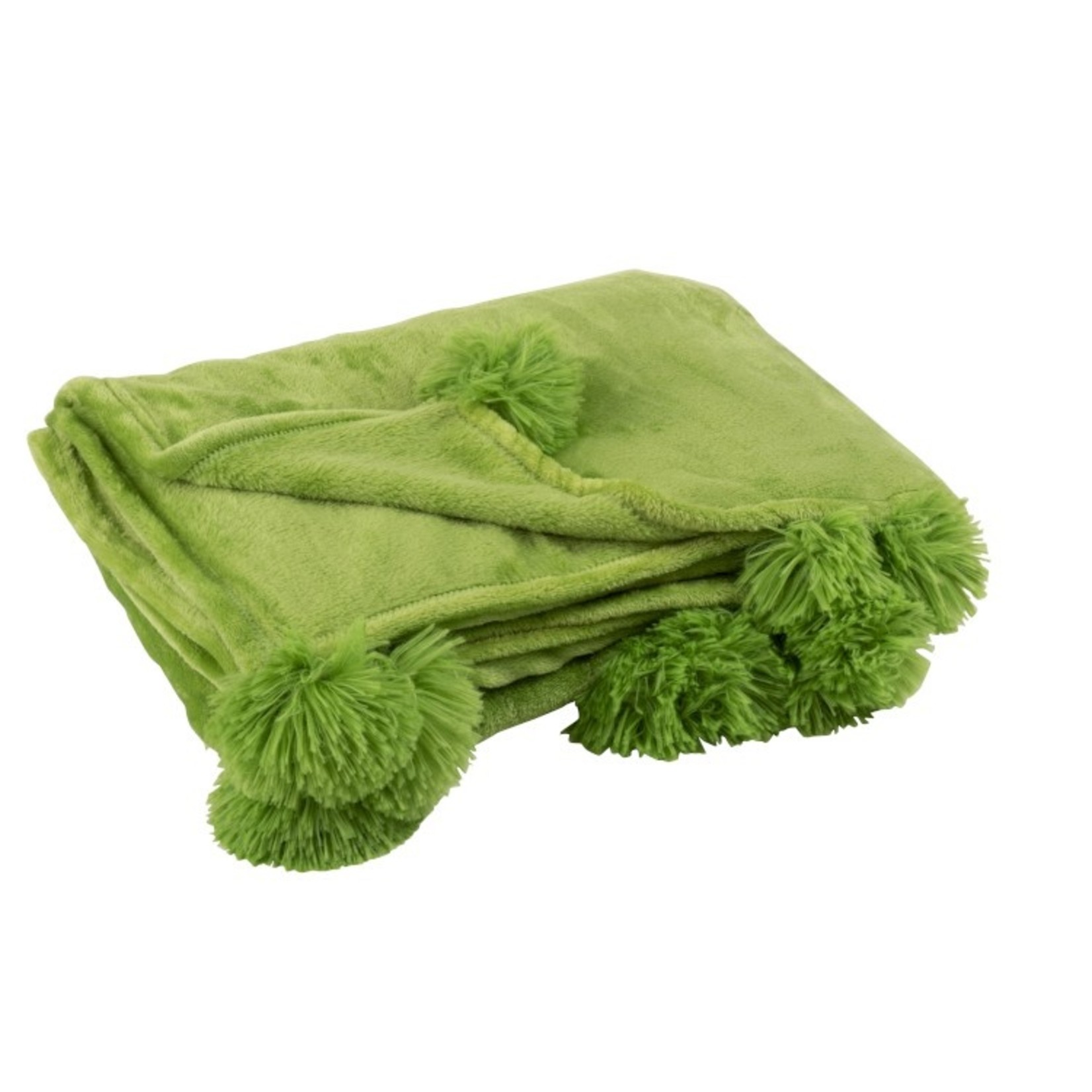 J-Line Plaid Extra Soft Pompom Polyester - Grass Green