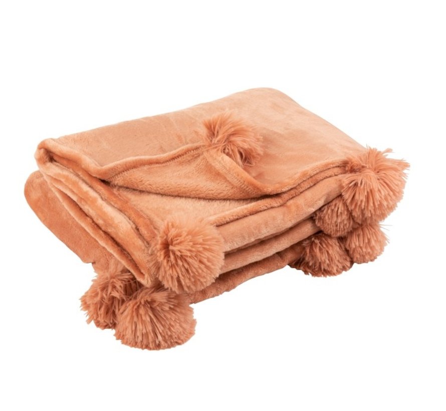 kiespijn Raffinaderij nood Plaid Extra Zacht Pompom Polyester - Oud Roze - Sl-homedecoration.com