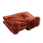 J-Line Plaid Extra Zacht Pompom Polyester - Marsala