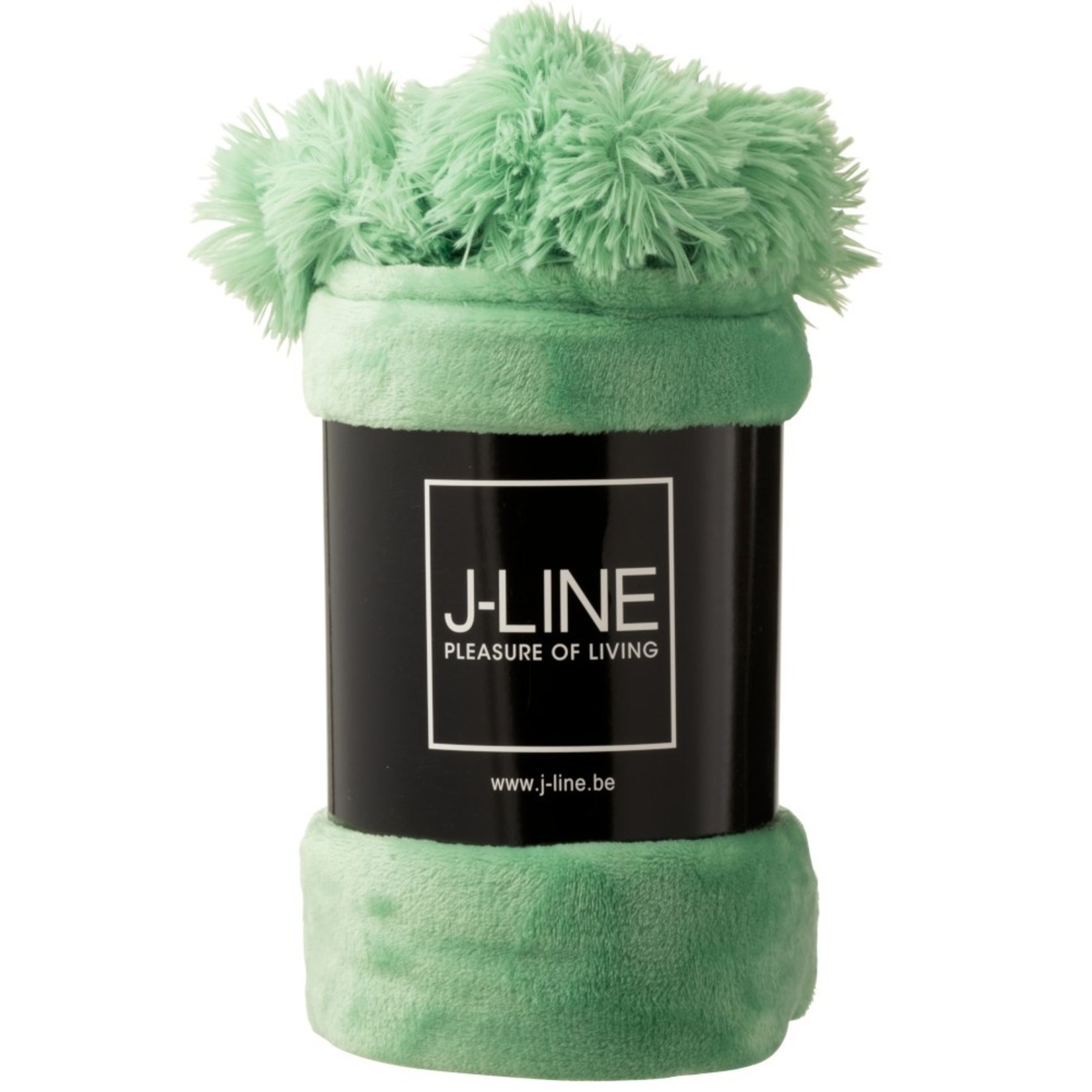 J-Line Plaid Extra Soft Pompom Polyester - Baby Green