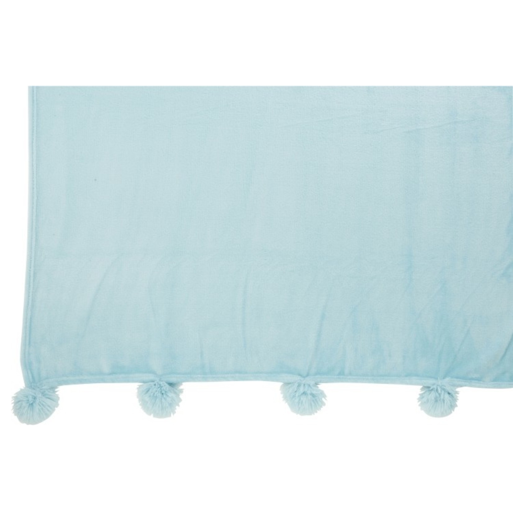 J-Line Plaid Extra Soft Pompom Polyester - Baby Blue