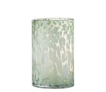 J-Line Tealight holder Glass Speckles Transparent Green White - Large