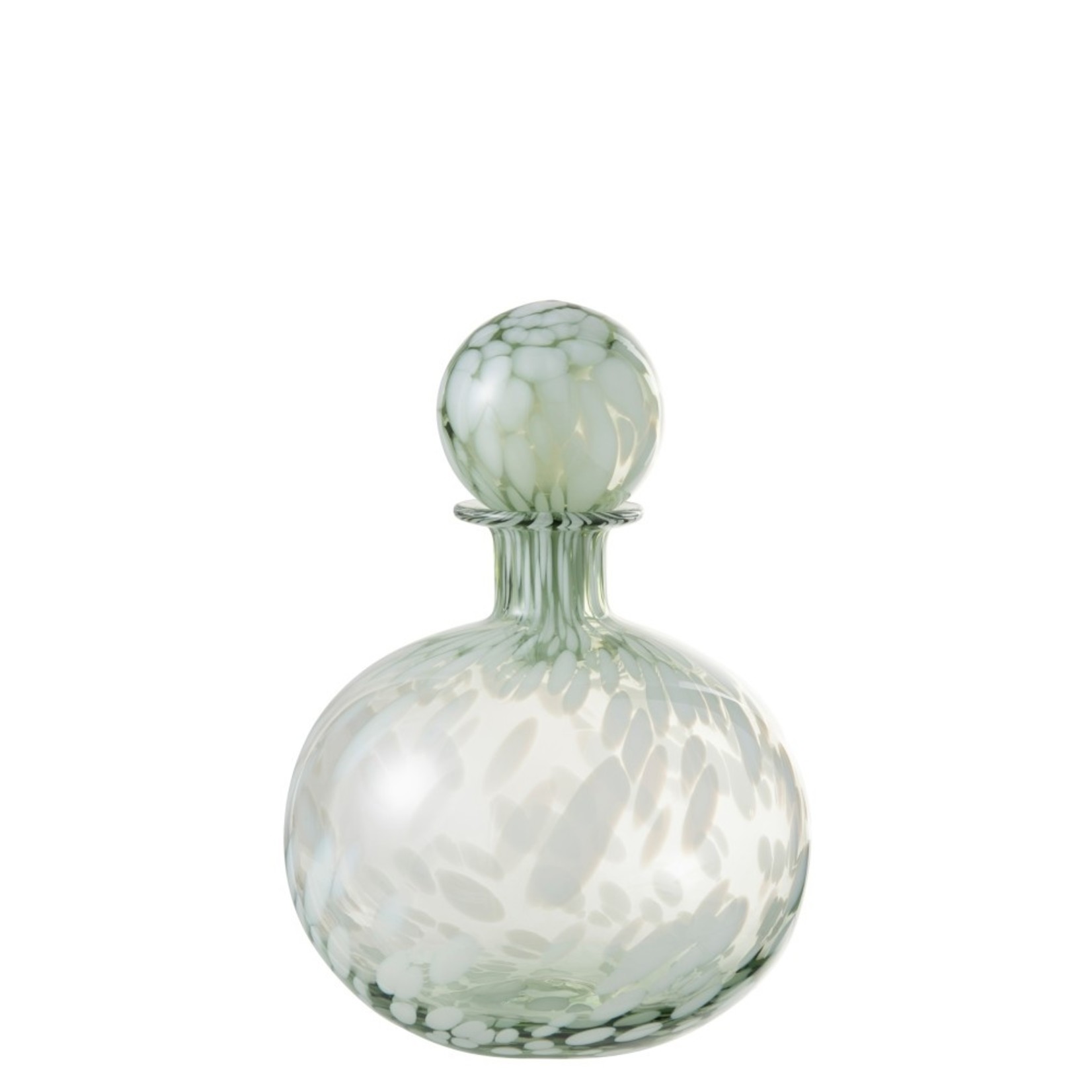 J-Line Decoratie Karaf Glas Spikkels Transparant Groen Wit - Small