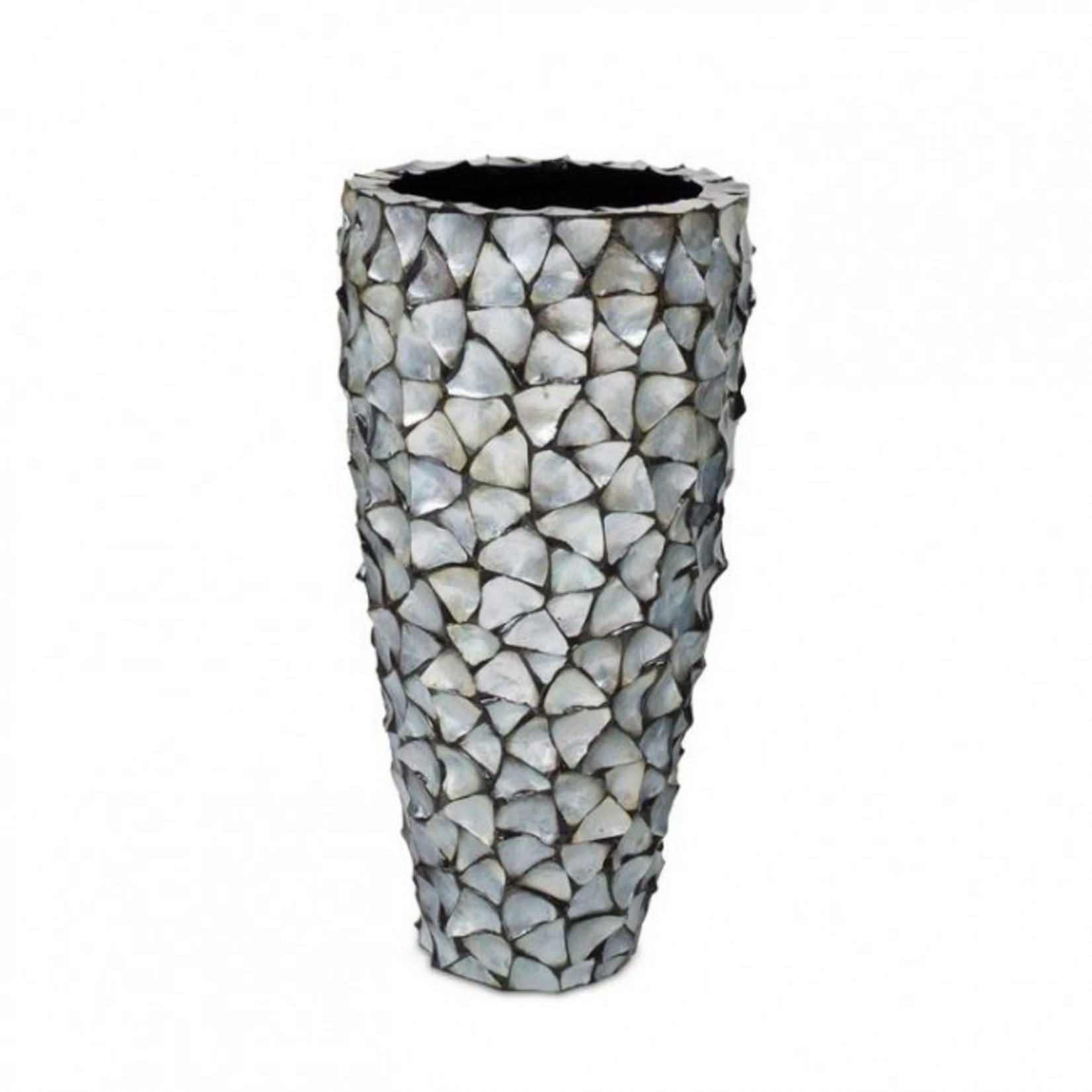 Pot & Vaas Shell Vase Cylinder Mother of Pearl Silver - Large