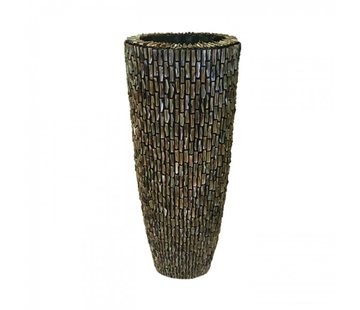 Pot & Vaas Shell Vase Cylinder Raw Shiny Brown - Large