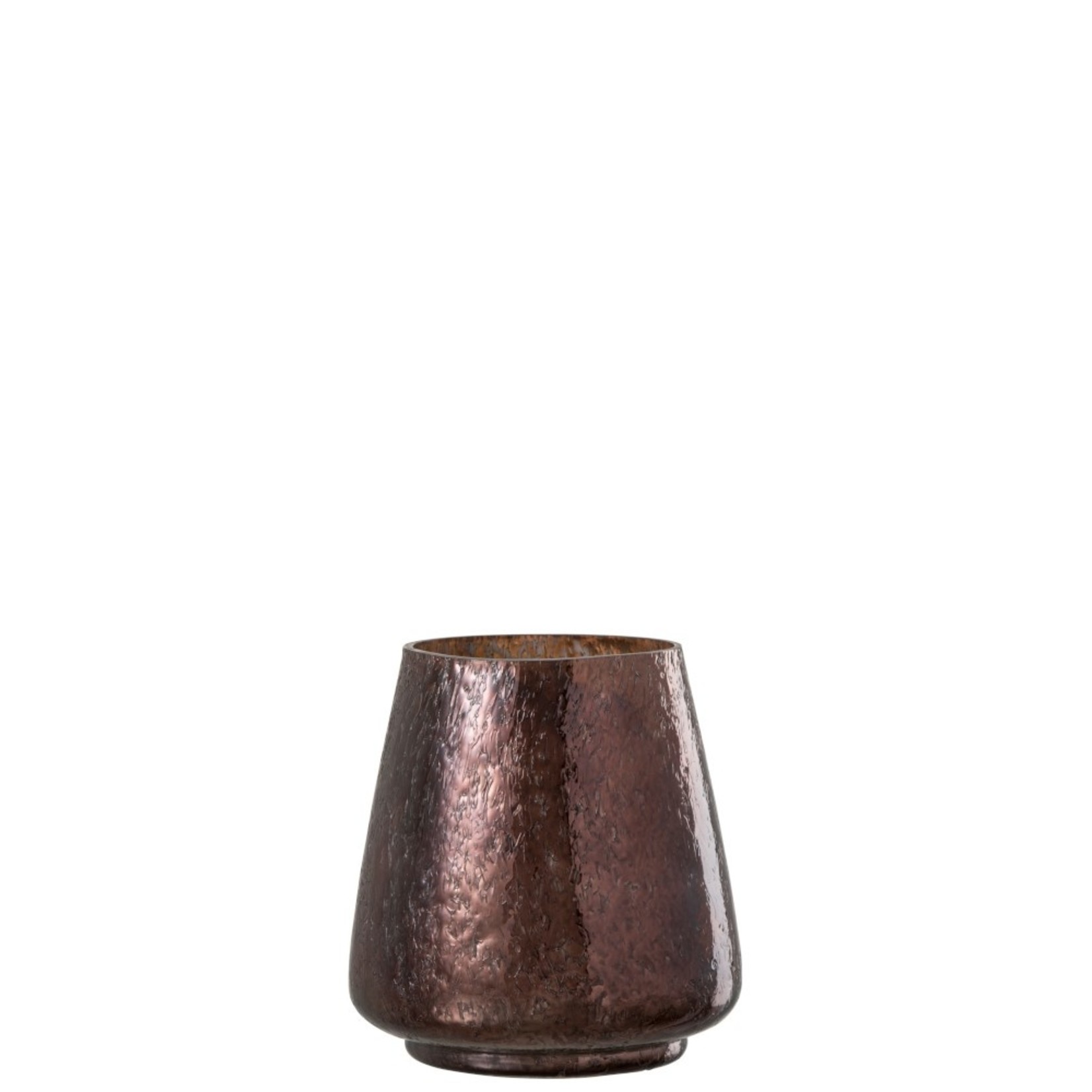 J-Line Tealight Holder Hammered Glass Conical Shiny Brown - Small