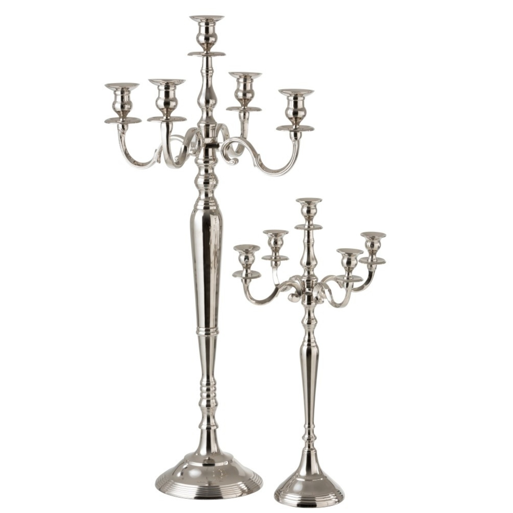 J-Line Candlestick Classic Five Arms Aluminum Silver - Small