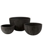 J-Line Flower Pots Low Round Ceramic Pottery - Black