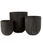 J-Line Flower Pots Extra High Ceramic Pottery - Black