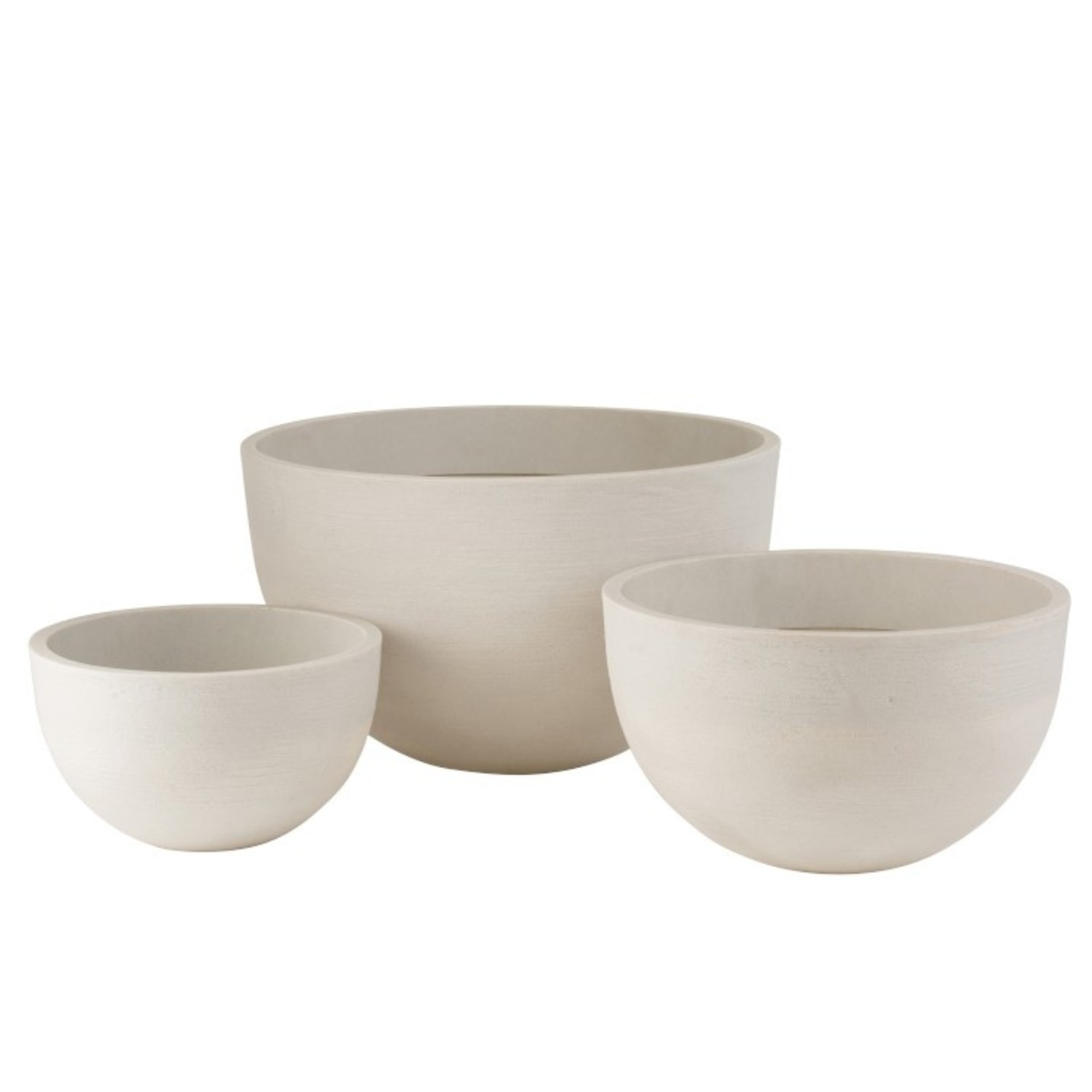 J-Line Flower Pots Low Round Ceramic Pottery - White