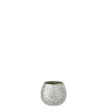 J-Line Tealight Holder Sphere Glass Mosaic White Silver - Small