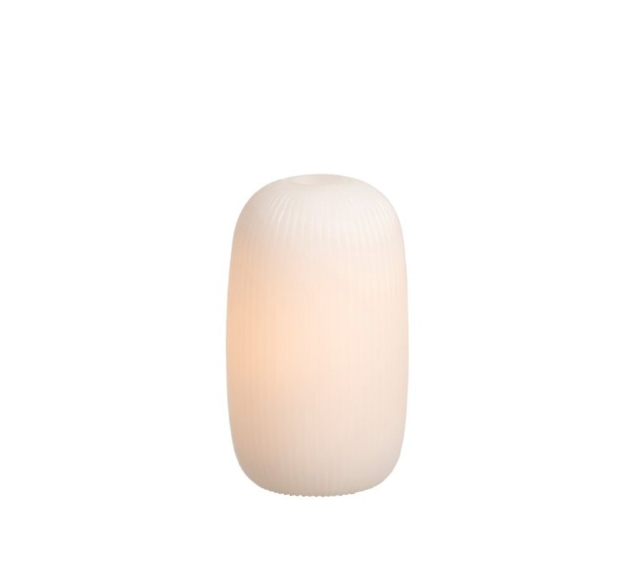 Table lamp Led Long Ribbed Ceramic White - Small