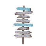 J-Line Decoration Plate Cities Wood Light Blue - Gray