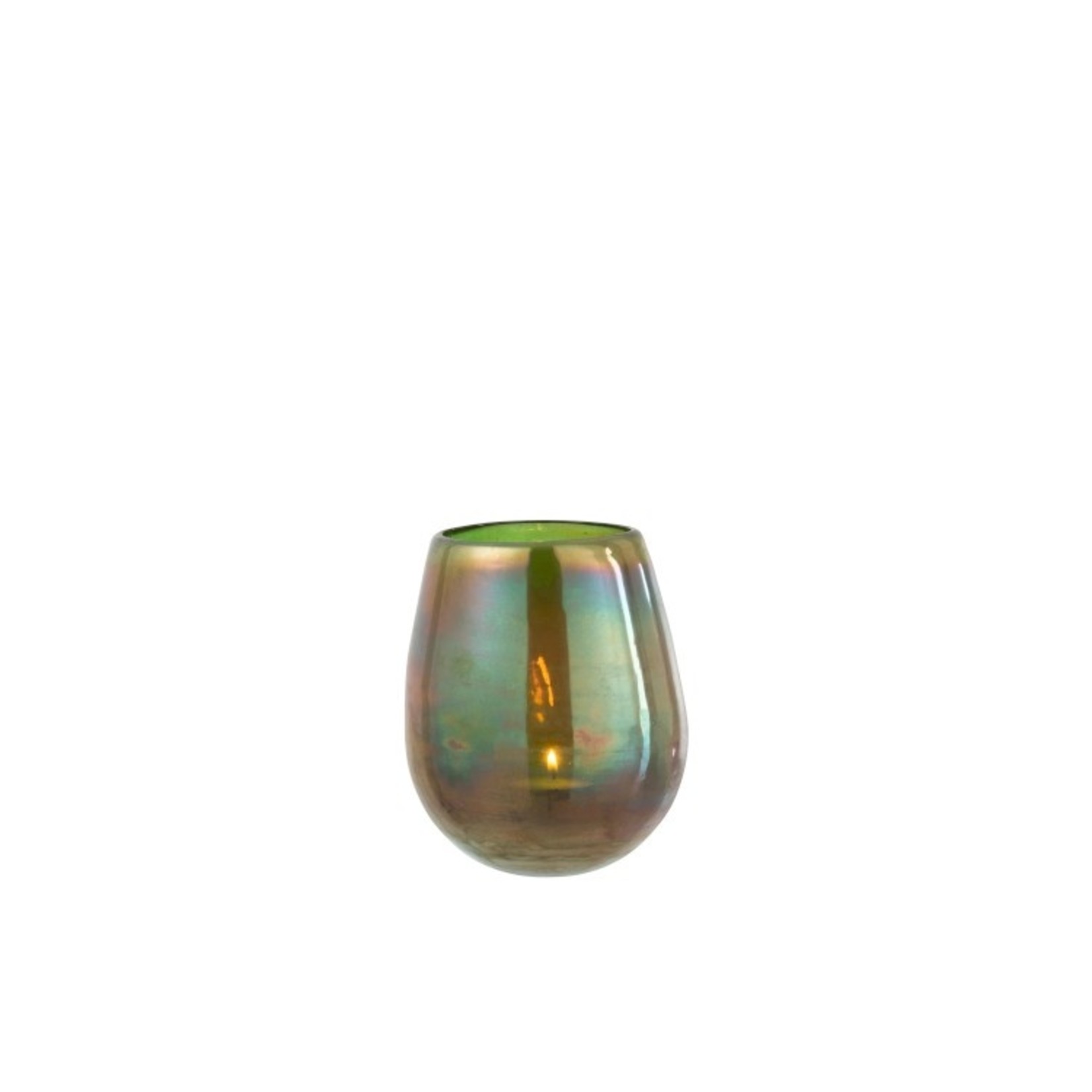 J-Line Tealight Holder Glass Bubble Effect Shiny Green - Medium