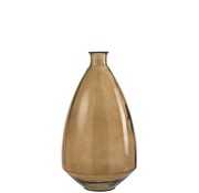 J-Line Bottle Vase Glass Wide Transparent Brown - Medium