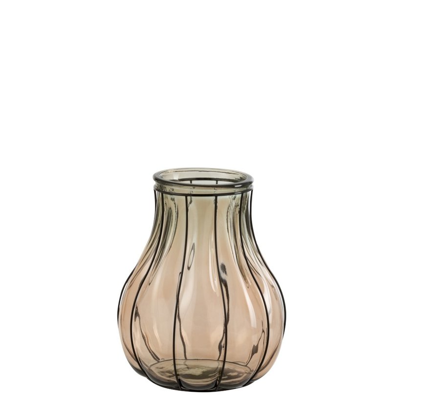 Vase Glass Metal Transparent Taupe - Small