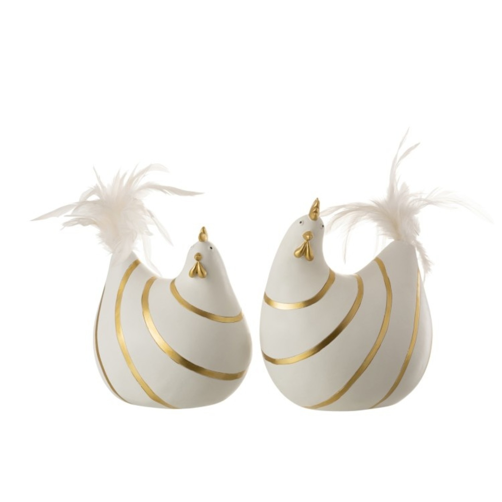 J-Line Decoration Chicken Stripes Poly Plumes Gold White - Large