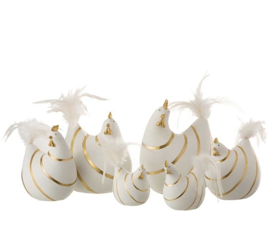 Decoration Chicken Stripes Poly Plumes Gold White - Large