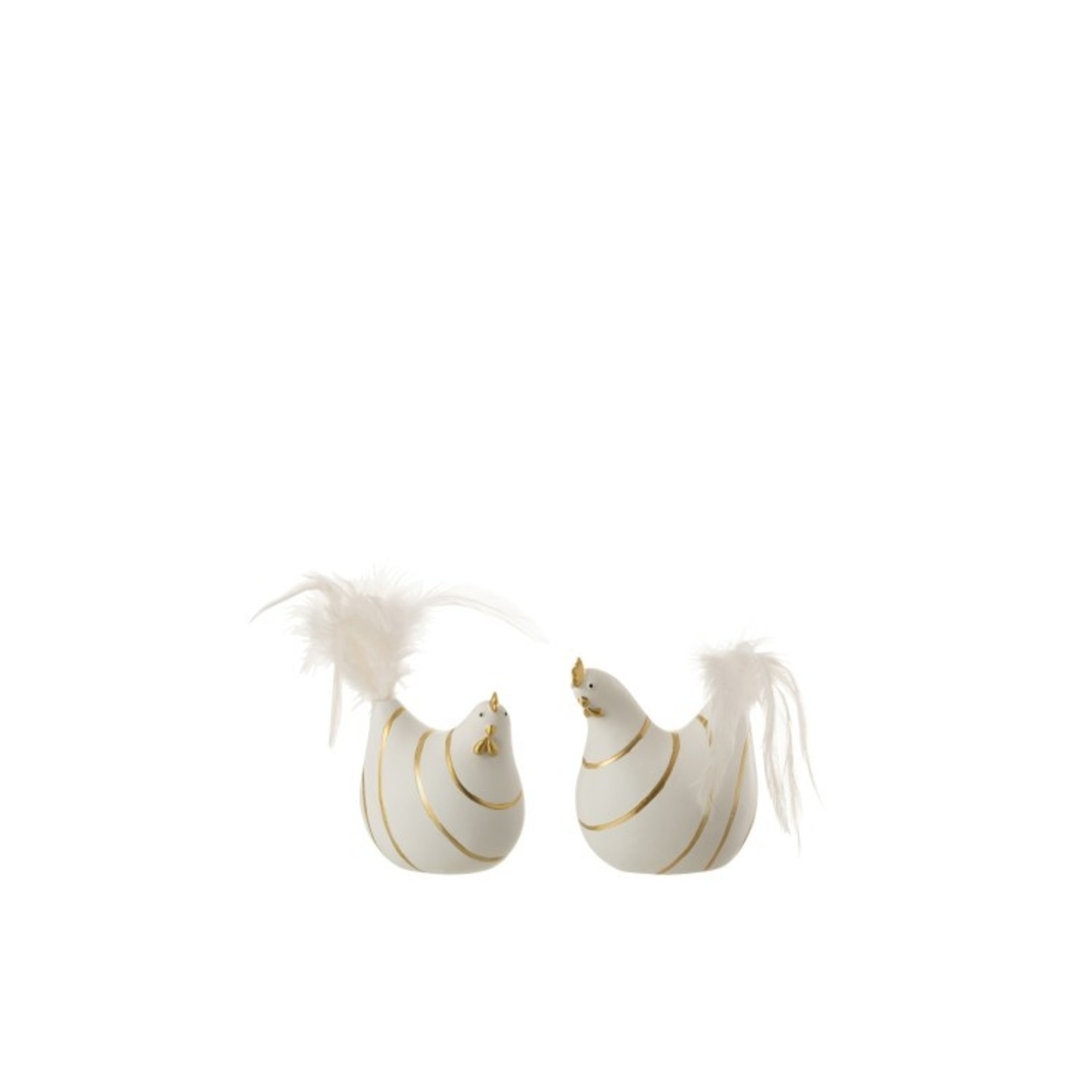 J-Line Decoration Chicken Stripes Poly Plumes Gold White - Small