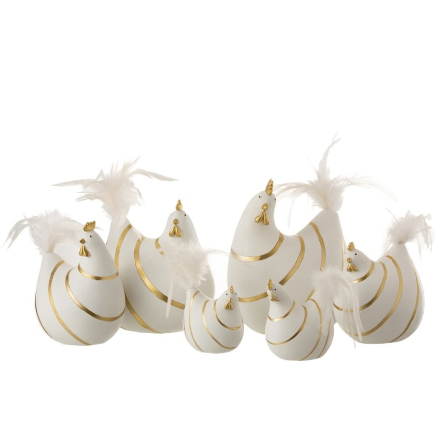 J-Line Decoration Chicken Stripes Poly Plumes Gold White - Small