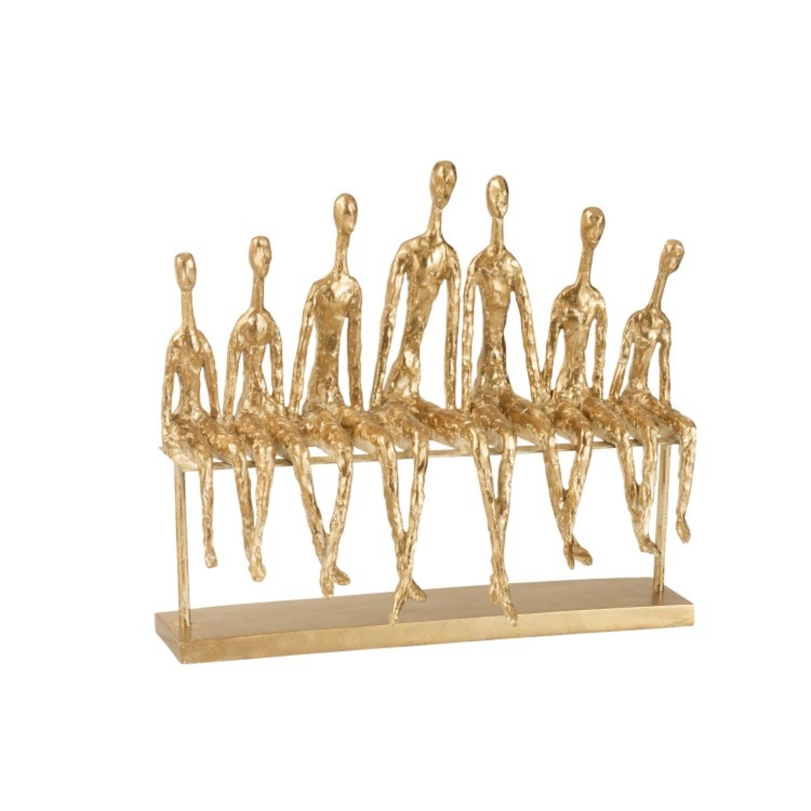 J-Line Decoration Figure Seven Seated People On a Bench - Gold