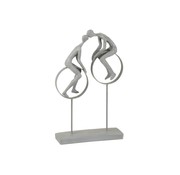 J-Line Decoration Figure Couple in Love Kissing On Circles Gray - Beige