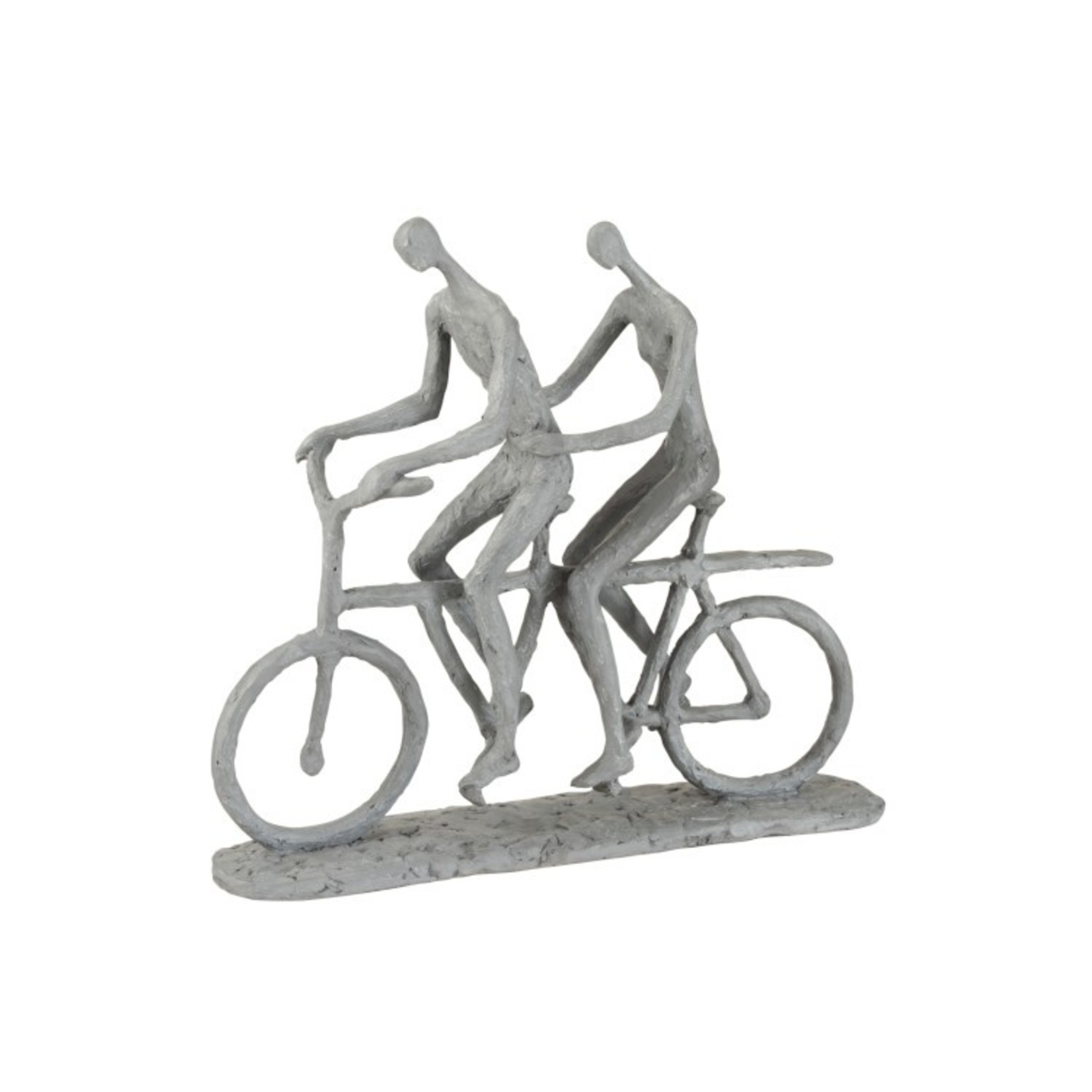 J-Line Decoratie Figuur Twee Personen Op Tandem Grijs - Beige