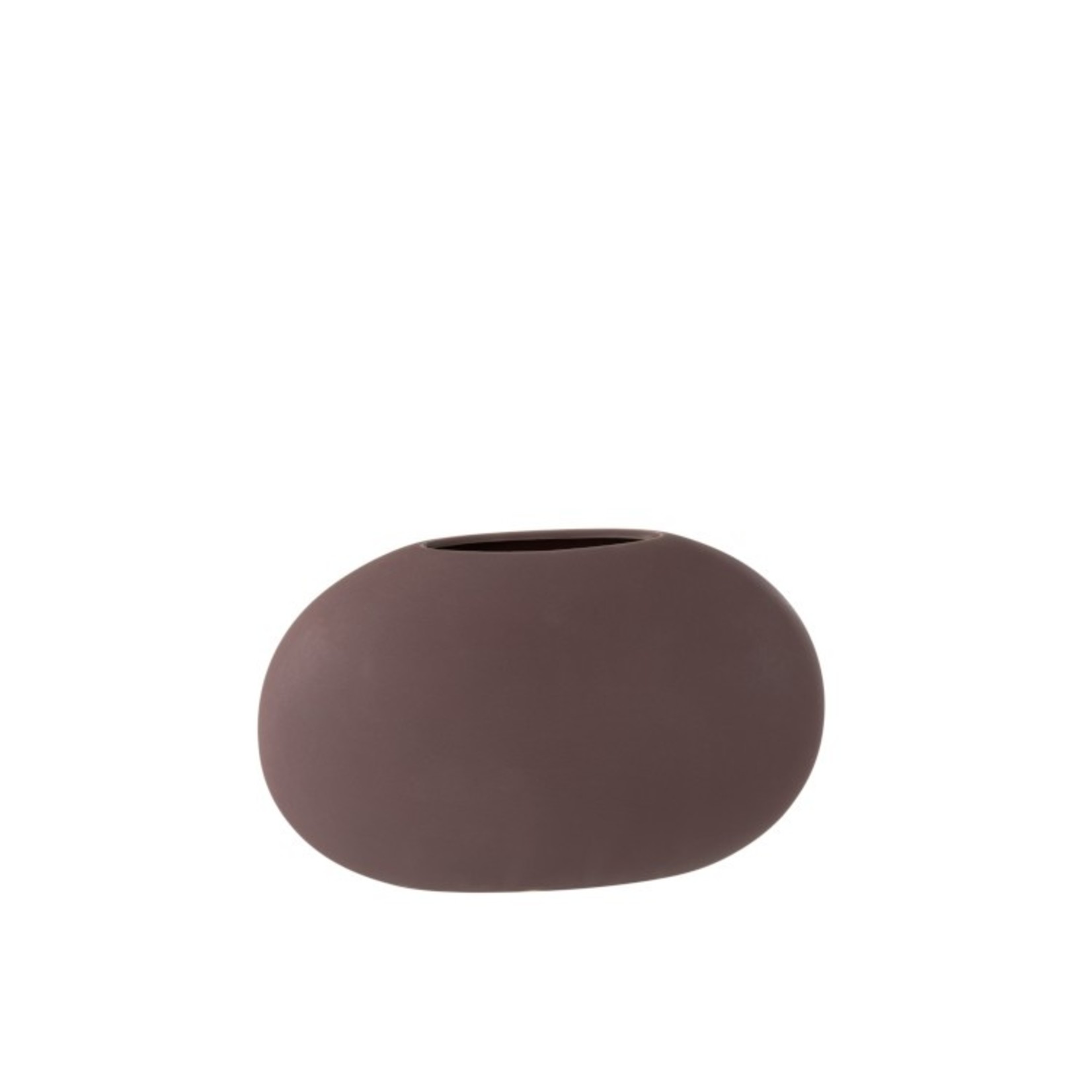 J-Line Vase Oval Flat Ceramic Pastel Matt Purple - Medium