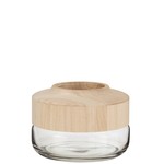 J-Line Vase Glass Wide Two-piece Glass Wood - Light Brown