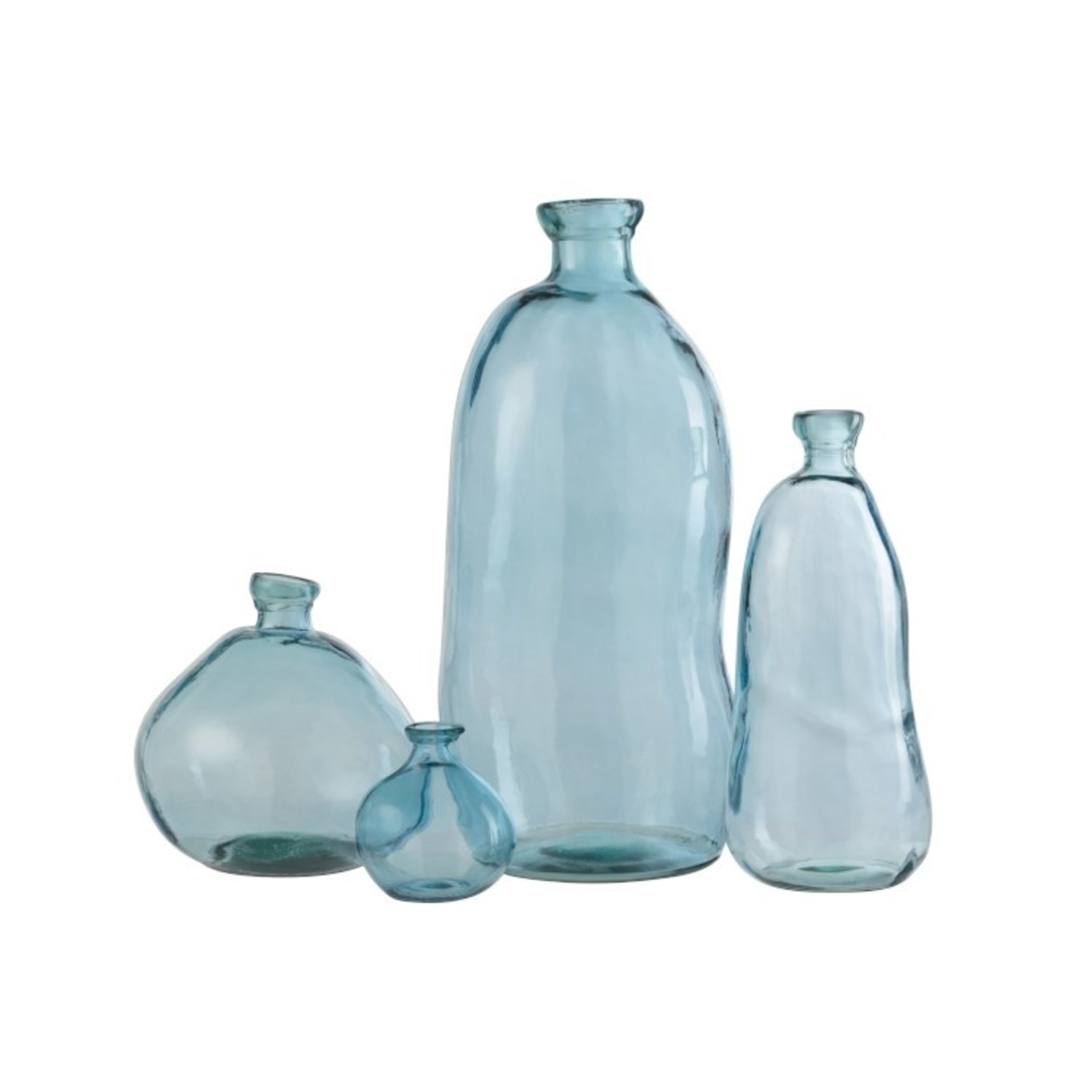 J-Line Bottles Vase Tall Glass Natural Blown Light Blue - Large