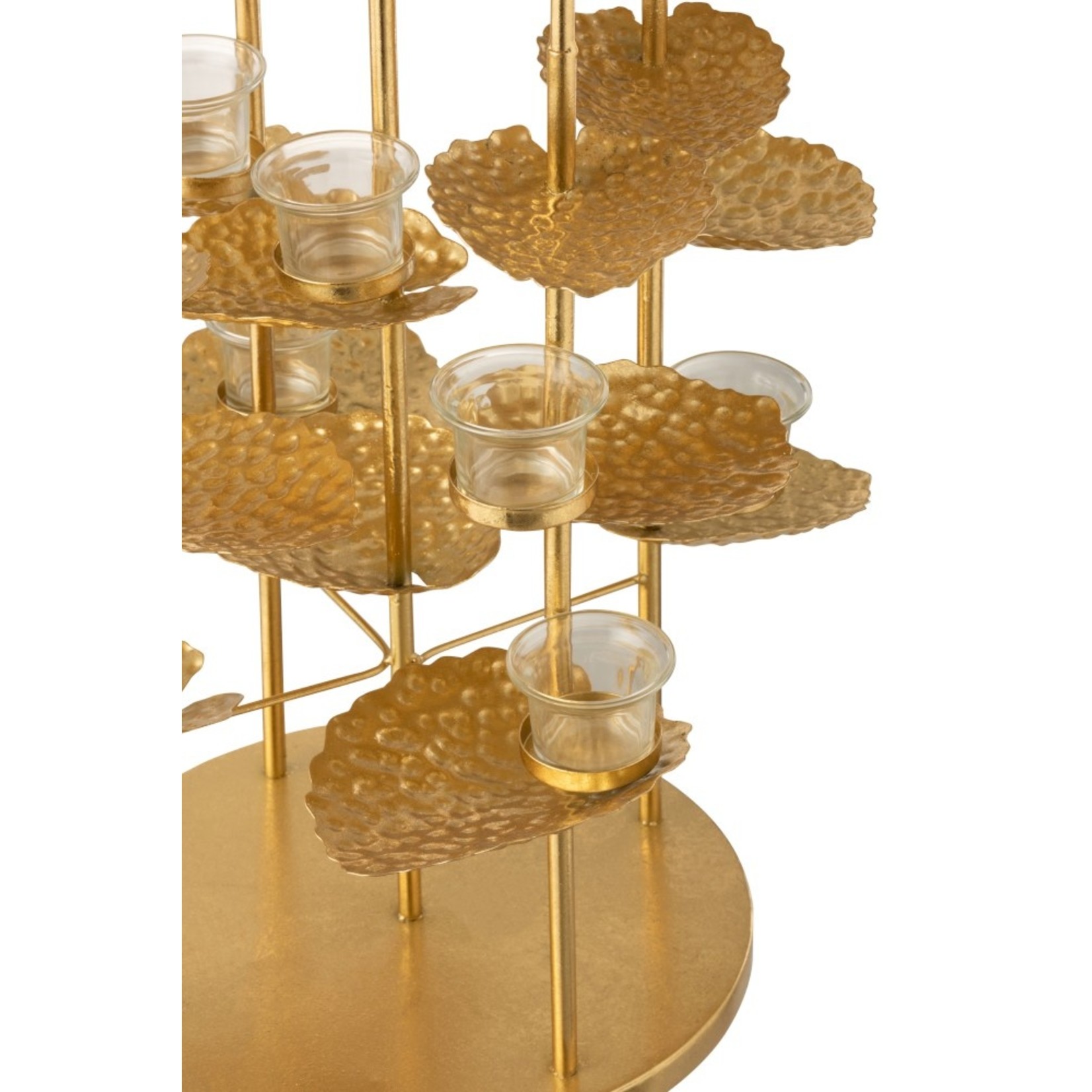 J-Line Tealight Holder Flower Aluminum Glass - Gold