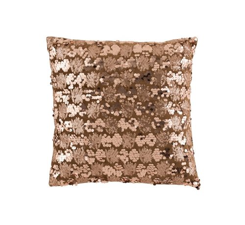 J-Line Cushion Square Velvet Sequins Brown - Bronze