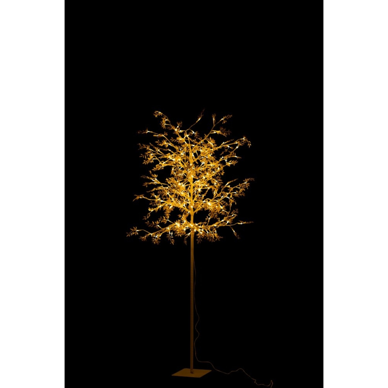J-Line Standing Lamp Tree Leaves Glitters Led Gold - Large