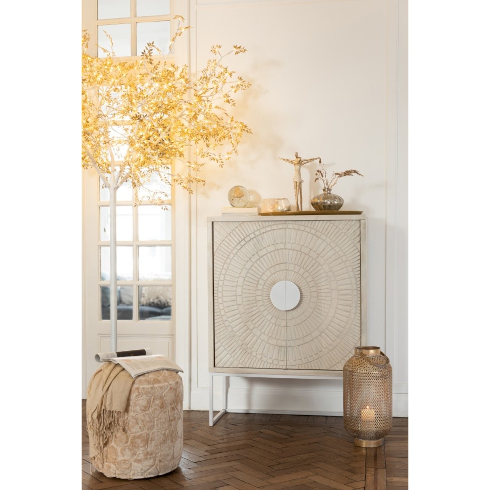 J-Line Staande Lamp Boom Bladeren Glitters Led Goud - Large