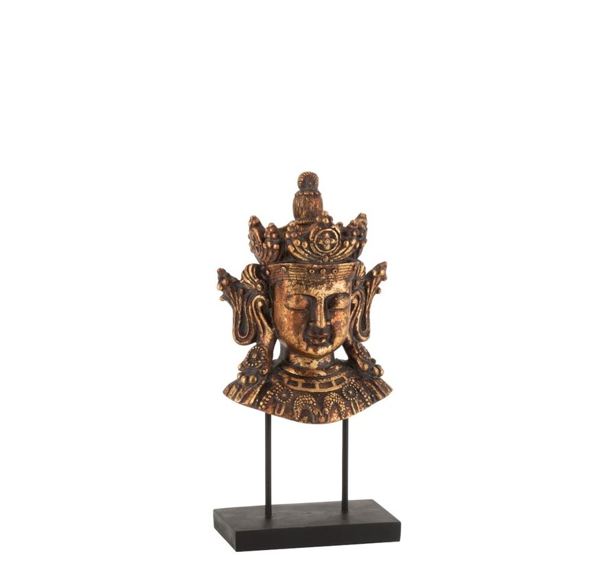 Decoratie Boeddha Hoofd Op Voet Poly Roestbruin - Small