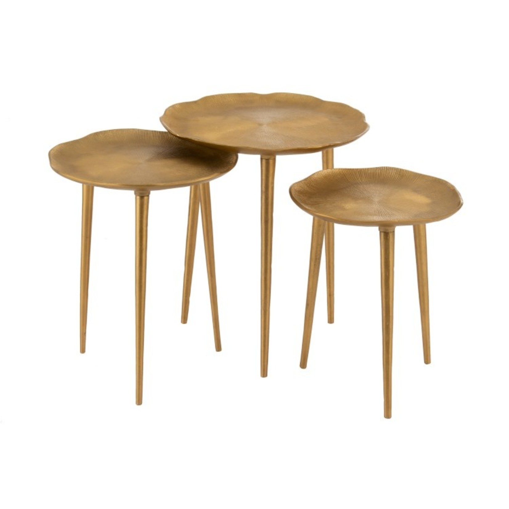 J-Line Decorative Side Tables Round Engraving Metal - Gold