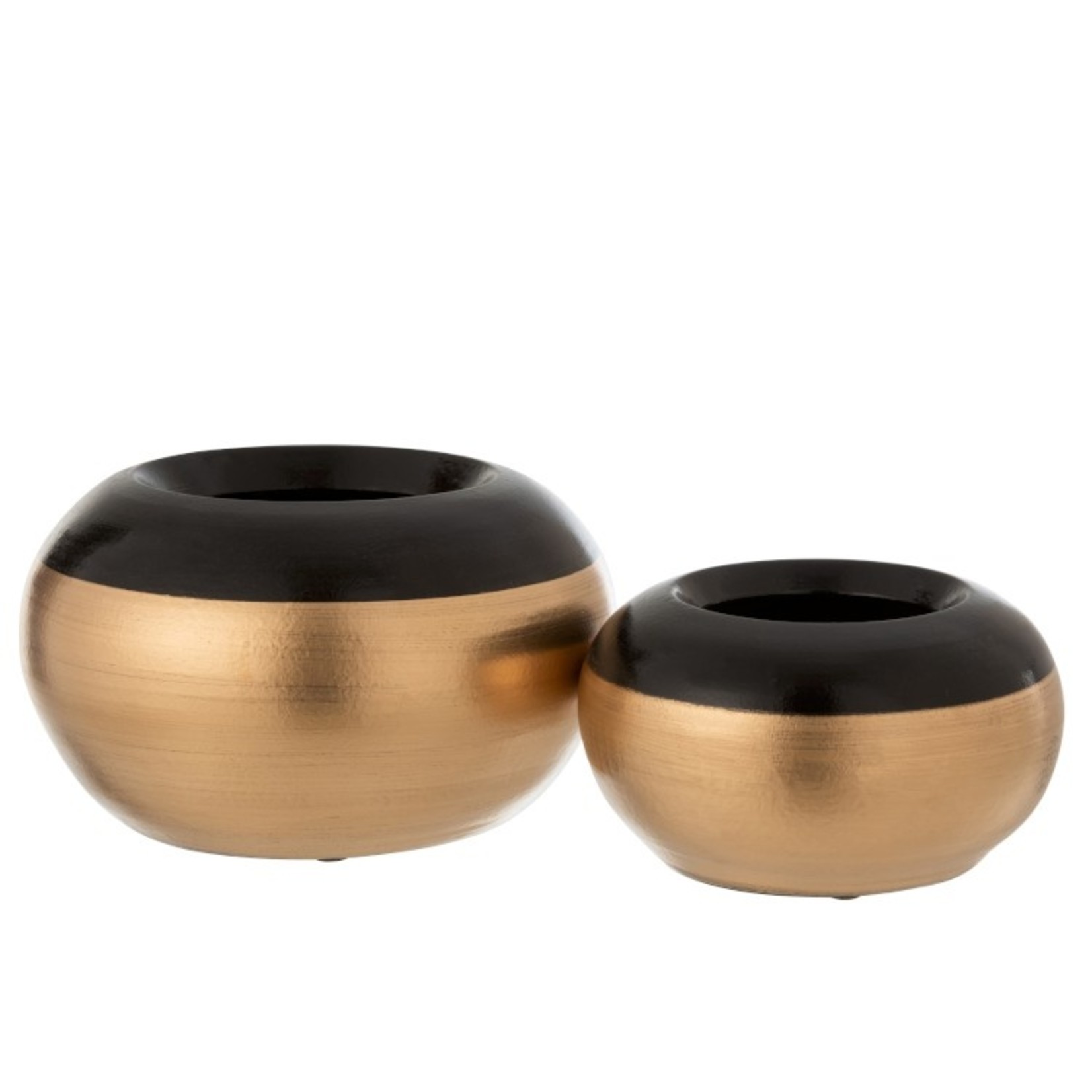 J-Line Flowerpot Round Ceramic Black Gold - Small