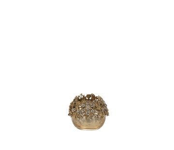 J-Line Tealight holder Sphere Jewelery Metal Glass Gold - Small