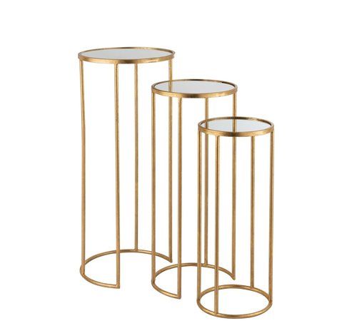 J-Line Side tables Round High Wrought Mirror Glass - Gold