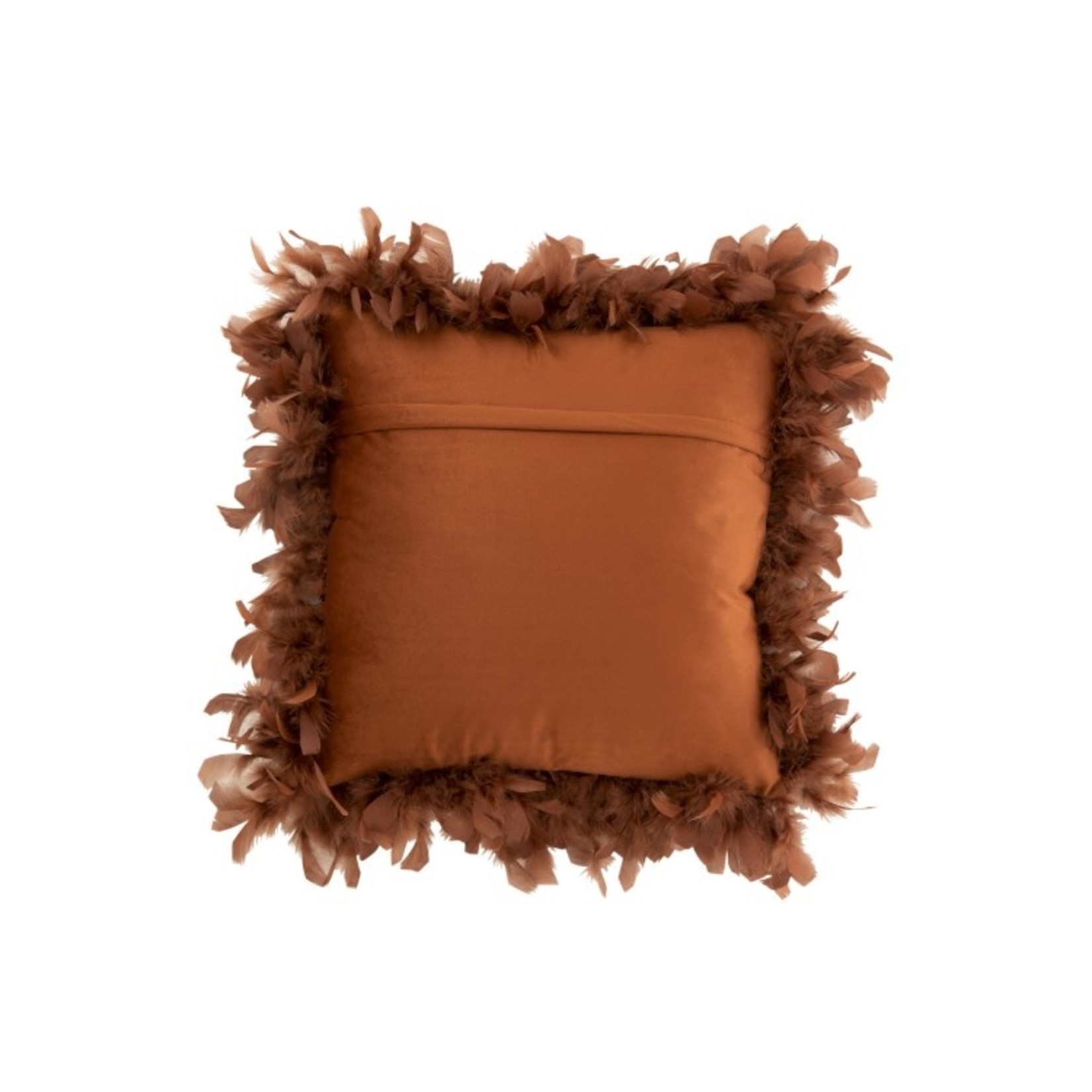 J-Line Cushion Square Fluffy Plumes Polyester - Rust