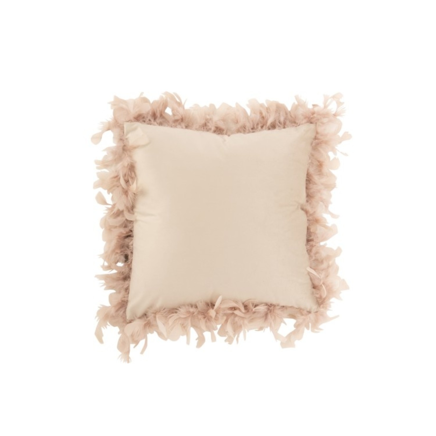 J-Line Cushion Square Fluffy Plumes Polyester - Powder pink