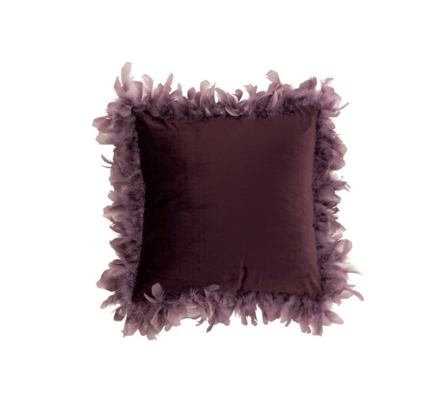 Cushion Square Fluffy Plumes Polyester - Purple