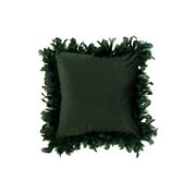 J-Line Cushion Square Fluffy Plumes Polyester - Dark green