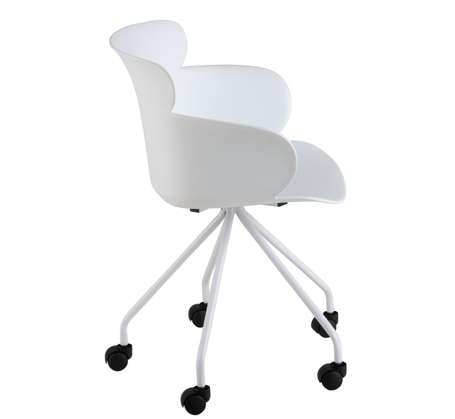 Office Chair On Wheels Metal Polypropylene - White