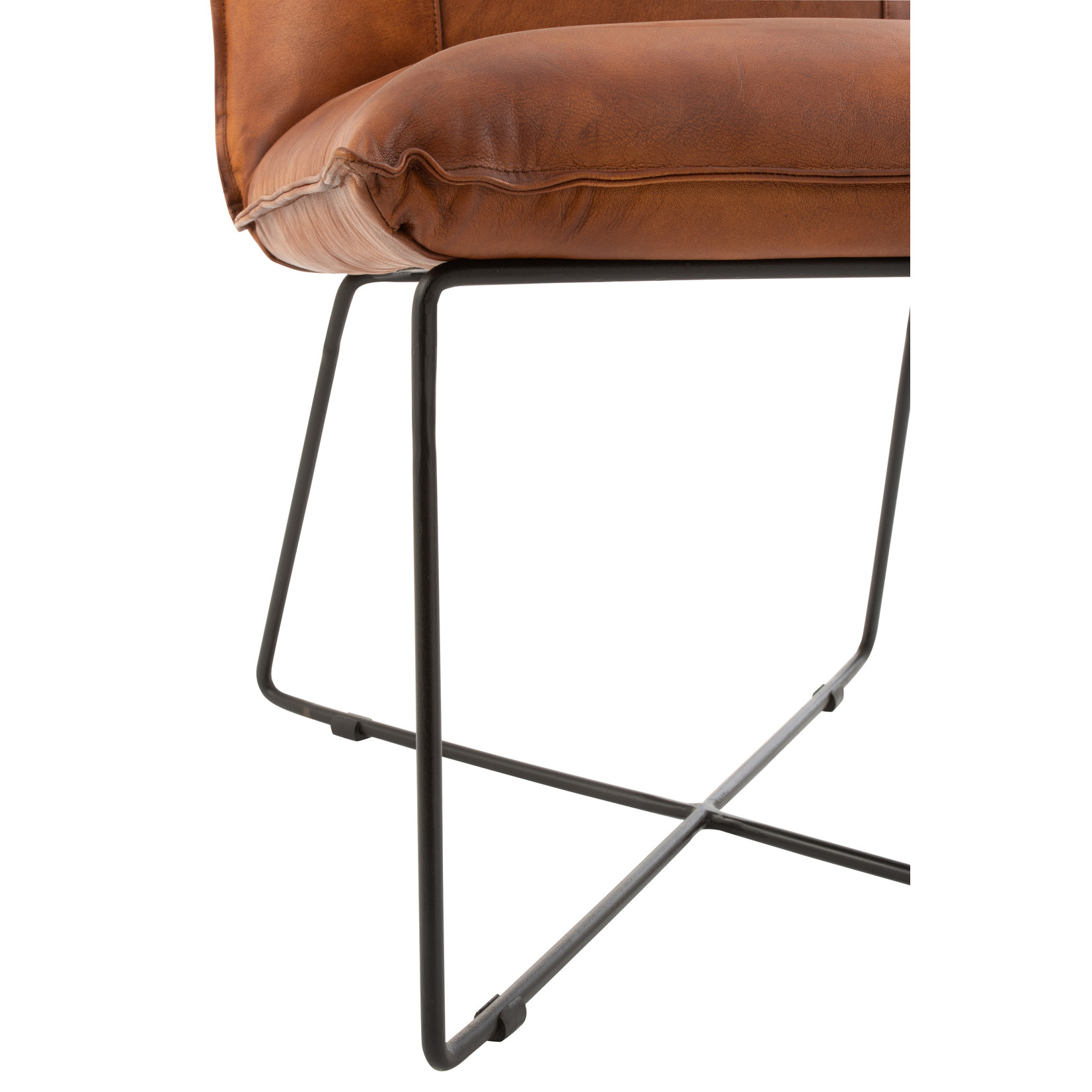 J-Line Dining room chair Leather Metal Legs cross - Cognac