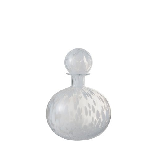 J-Line Decoratie Karaf Glas Spikkels Transparant Wit - Small