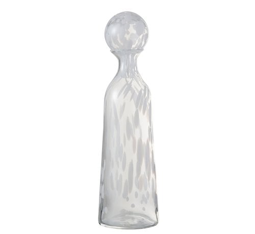J-Line Decoratie Karaf Glas Spikkels Transparant Wit - Large