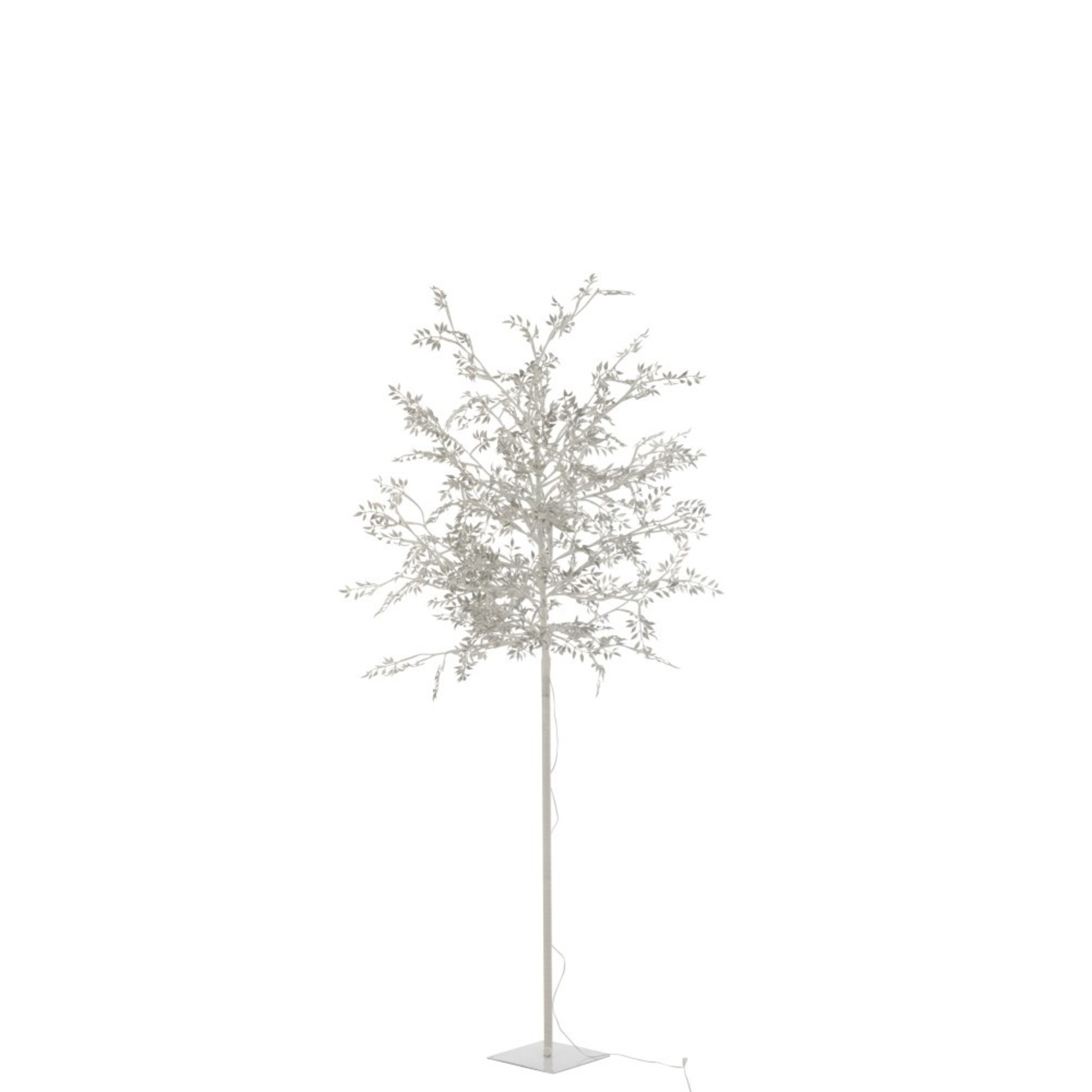 J-Line Standing Lamp Tree Leaves Glitters Led Silver - Large