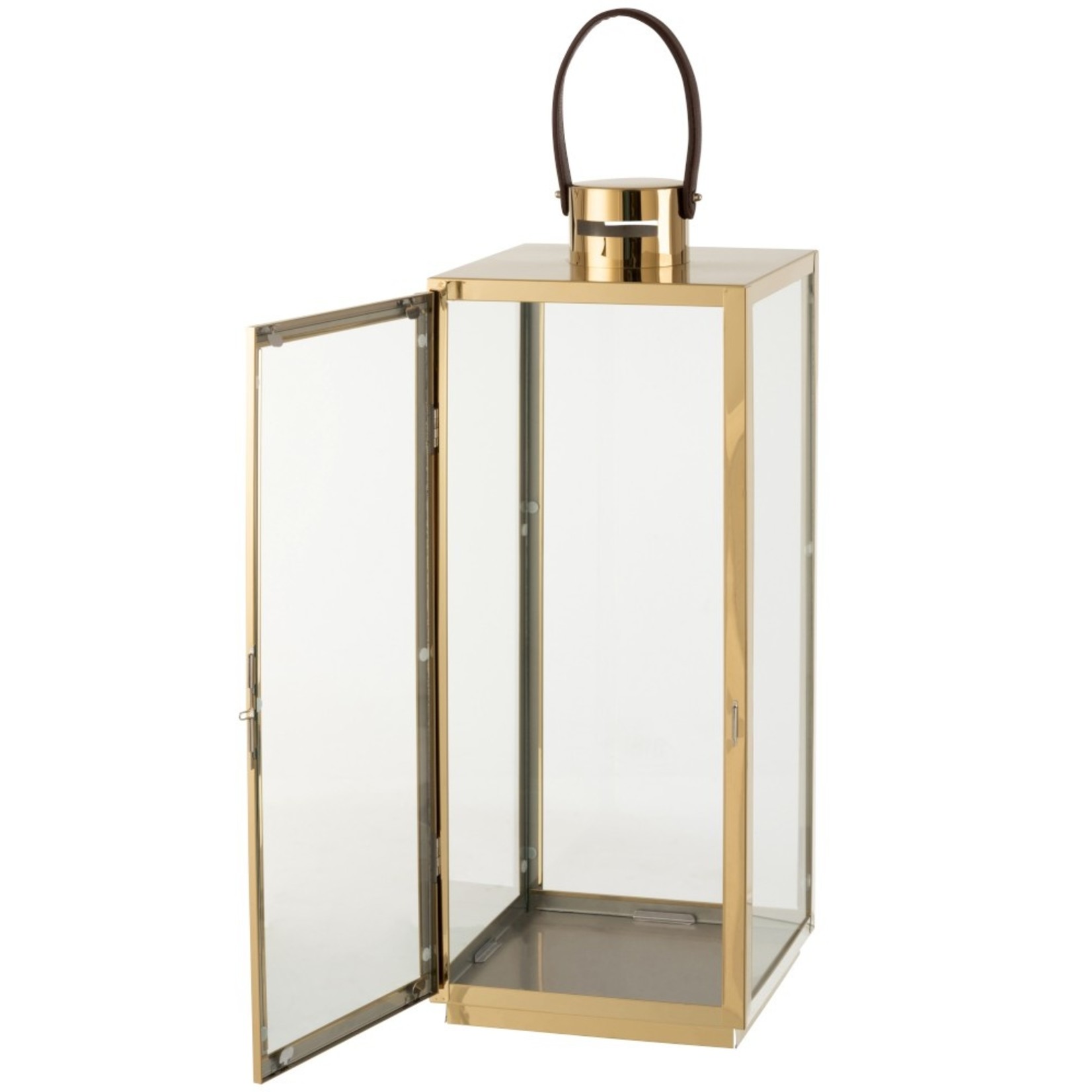 J-Line Lantern Rectangle Metal Glass Gold - Large