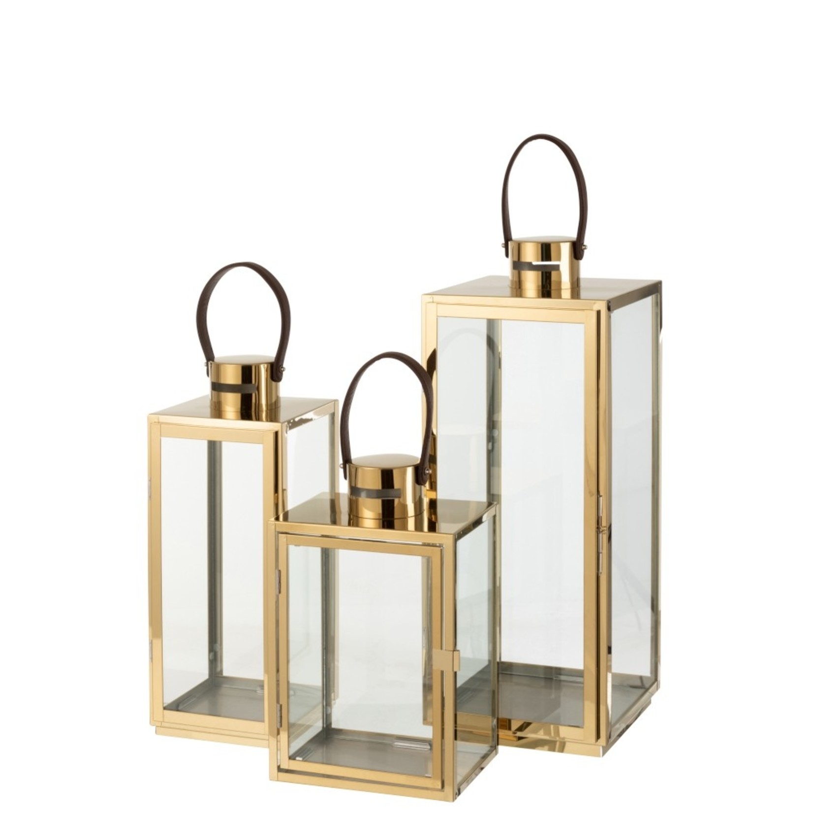 J-Line Lantern Rectangle Metal Glass Gold - Small